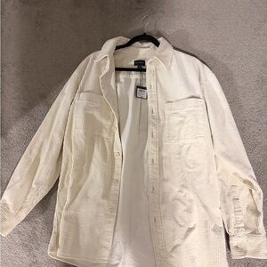 Club Monaco Cream Corduroy Button-Down Shirt